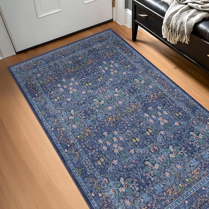 Vintage Dark Blue 3x6 Runner Rugs by HazoHaus