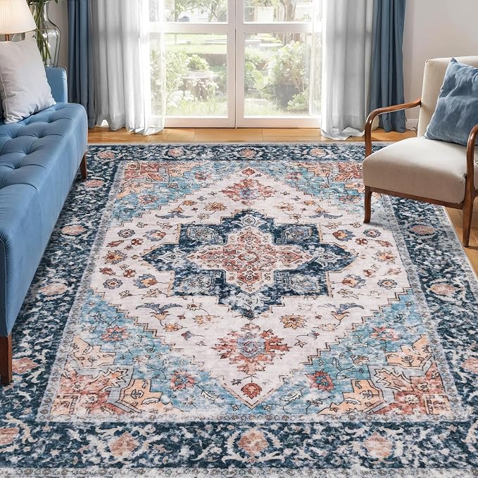 SERISSA 5x7 Washable Non Slip Boho Area Rug by SERISSAHomeDecorCollection