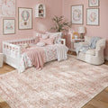 Soalmost 5x7 Area Rugs Pink Low Pile Washable Trendy Faded Style Rug | Vintage by Soalmost