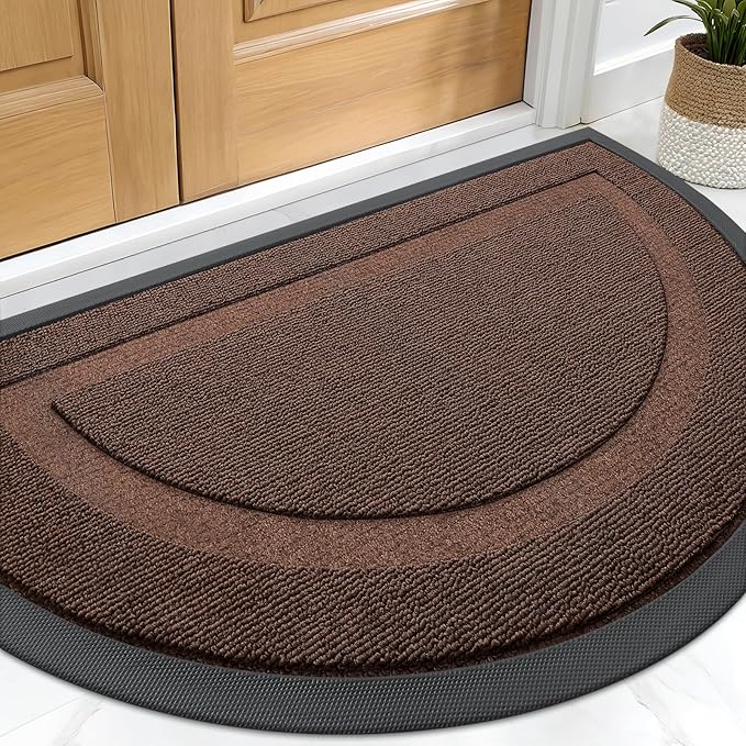 OLANLY Half Circle Front Door Mat Outside 29.5x17 All-Season Rubber Doormat | by OLANLY