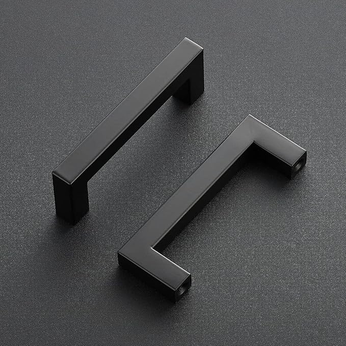 Ravinte 3 Pack 3-1/2 Inch Kitchen Square Cabinet Handles Matte Black Cabinet Pulls Black Drawer Pulls Kitchen Cabinet Hardware Kitchen Handles