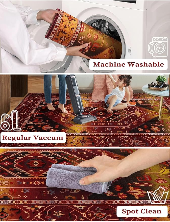 SERISSA 2'6"x10' Washable Non Slip Boho Runner Rug - Image 3
