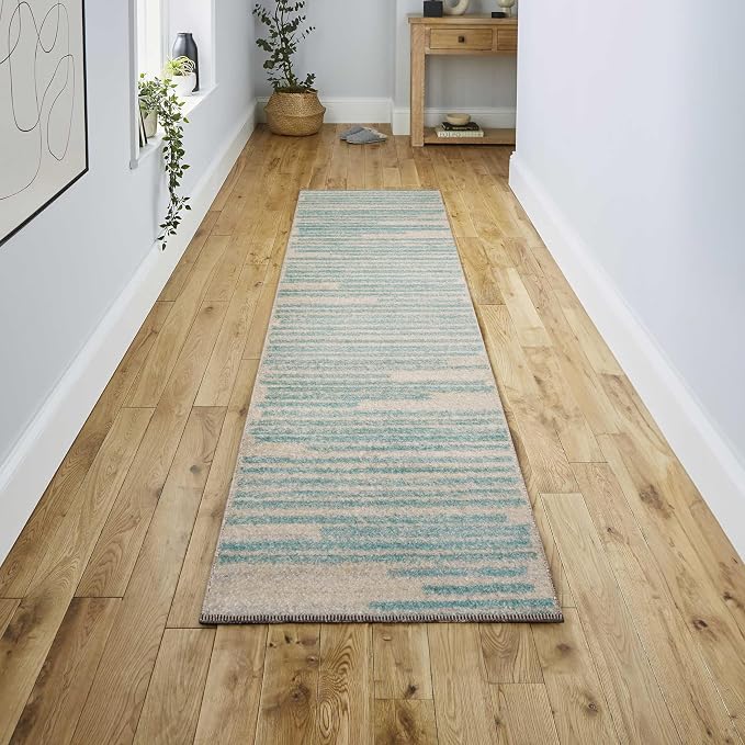 JONATHAN Y Khalil Modern Berber Stripe Cream/Turquoise Runner Rug, Contemporary - Image 4
