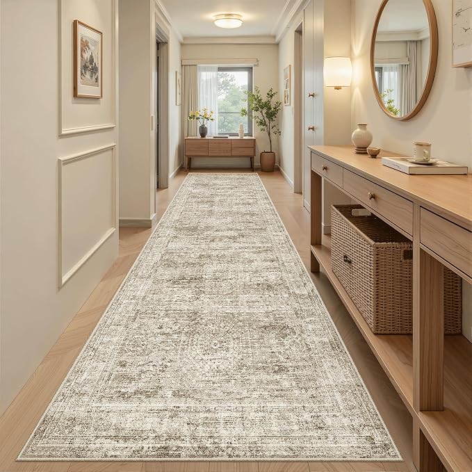 Soalmost Washable 3x10 Hallway Runner Rug Non-Slip Kitchen Entry Rugs Brown | - Image 3