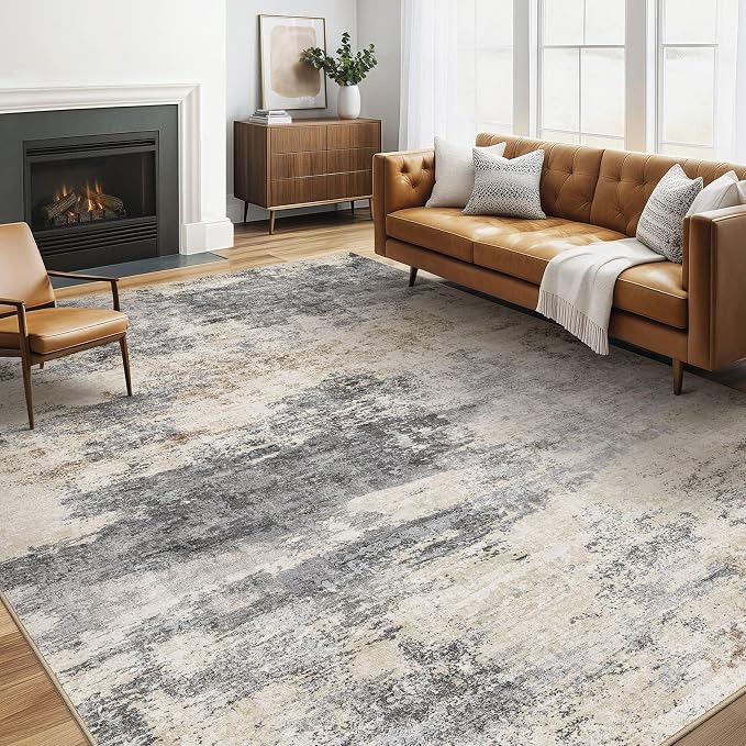 LOONGRUG 6x8 Area Rug Washable Neutral Modern Living Room Rugs Grey Brown | by LOONGRUG