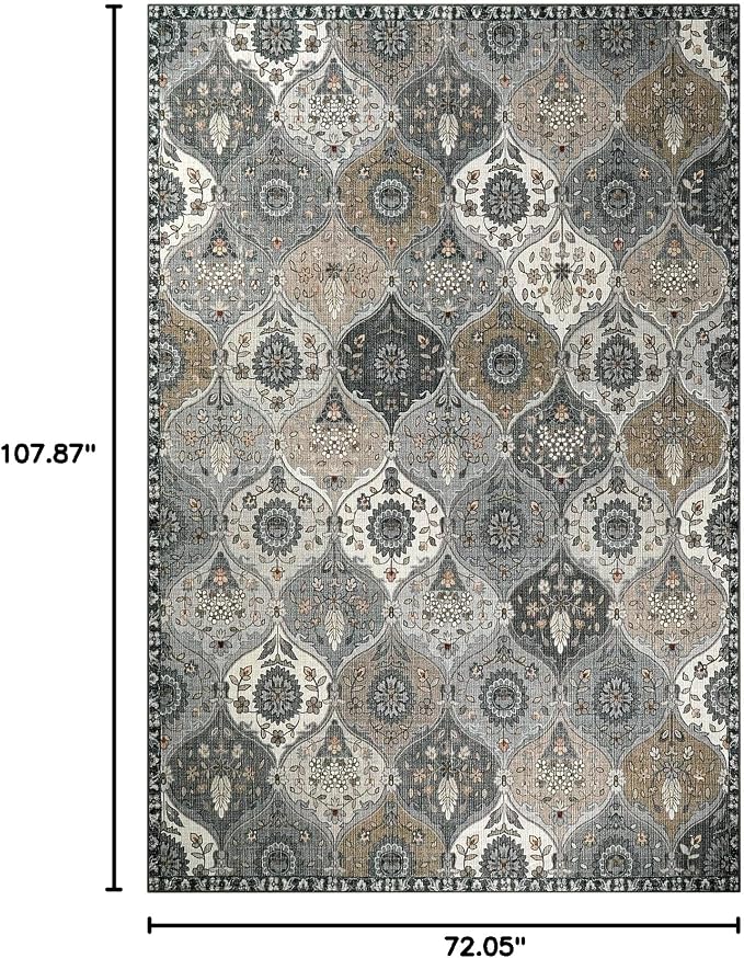 Lahome Moroccan Washable Area Rug 6x9, Large Living Room Rugs - Image 2