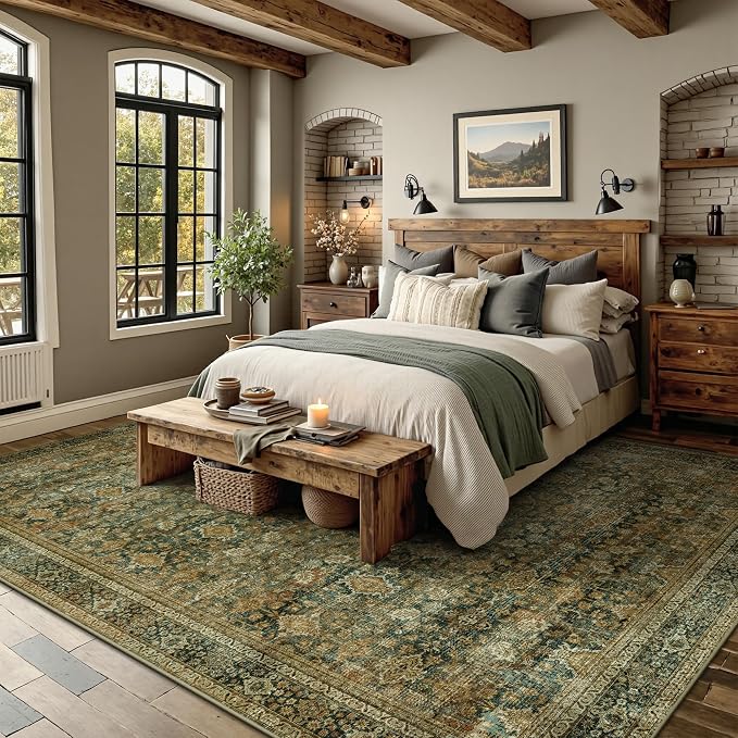 6x9 Area Rugs - Washable Vintage Retro Living Room Rug, Soft Ultra Thin Non - Image 3
