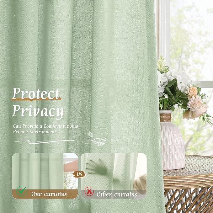 Light Filtering Linen Curtains 84 Inch - Image 5