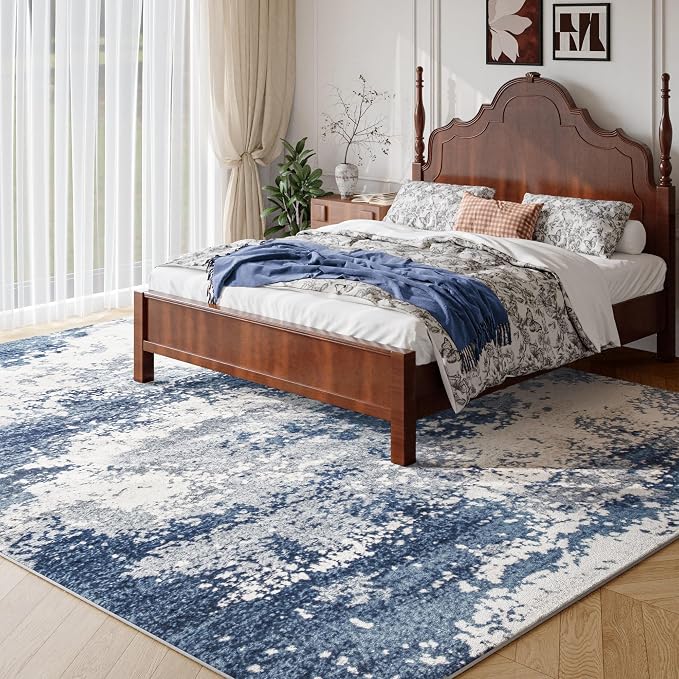 Blue Washable Rug 5x7 Area Rugs - Image 2