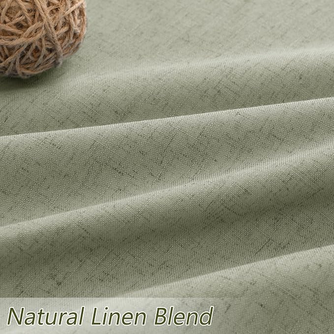 Sage Green 100% Blackout Linen Curtains 86 Inch Length 2 Panels Set - Image 3