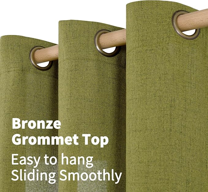 YoungsTex Olive Green Linen Curtains 63 Inches Length - Image 6