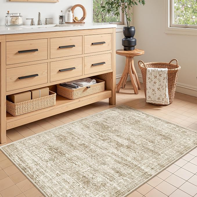 3x4 Rugs for Entryway, Washable Area Rug, Neutral Rug, Stain Resistant Indoor - Image 4