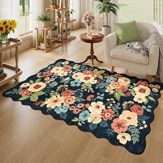 DUKINO 3x5 Area Rugs, Non Slip Floral Washable Rug - Image 3