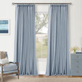 100 Inch Blackout Pinch Pleated Thick Linen Curtains 2 Panel Set | 100% Black by Twodrapes