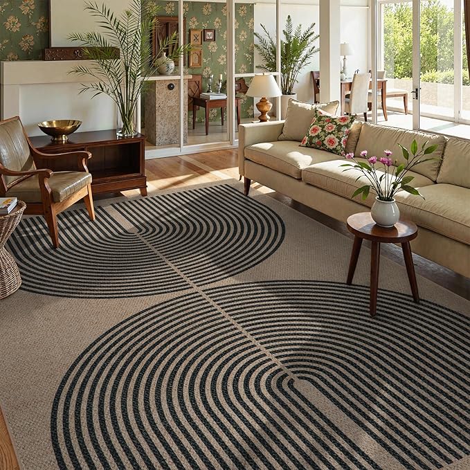 Lahome Modern Rainbow Easy Jute 9x12 Rug, Large Non Slip Indoor Outdoor Rug | by Lahome