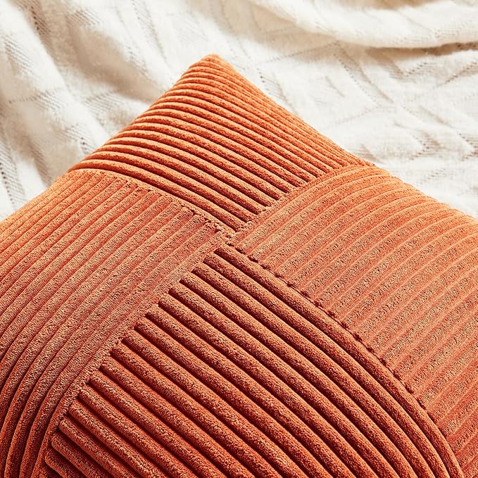 Fancy Homi Set of 2 Burnt Orange Samll Decorative Throw Pillow Covers 12x12 Inch - Image 4