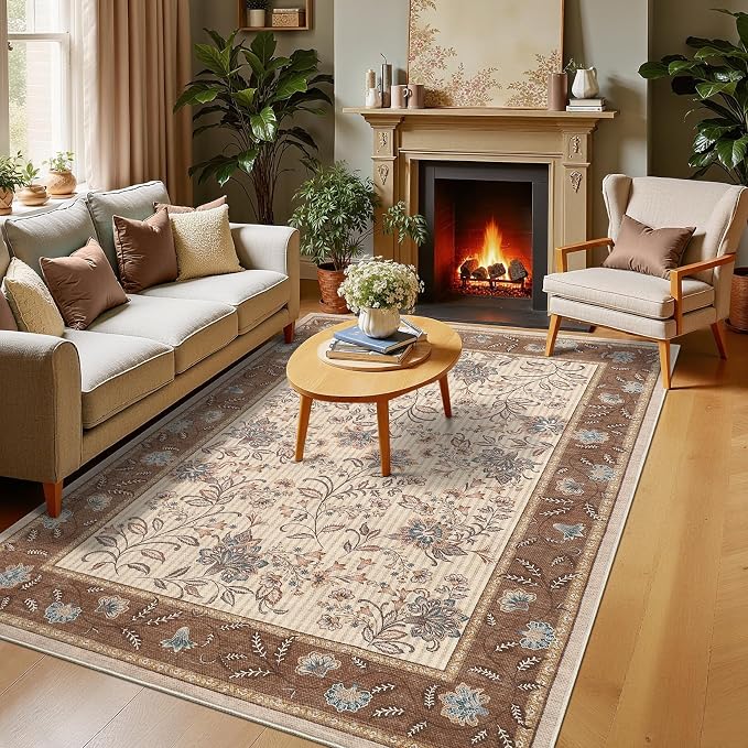 GarveeHome 5x7 Area Rug Brown Washable Rugs - Image 3