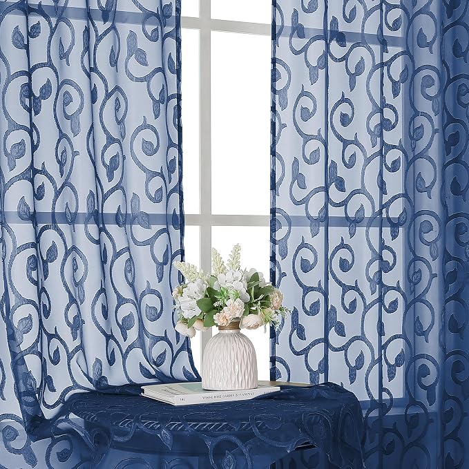 Furman Sheer White Curtains 45 Inch Length 2 Panels Set - Image 5