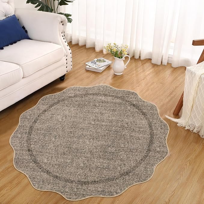 GarveeHome Scalloped Round Area Rugs Washable Small Round Rug 3ft Non-Slip | - Image 9