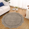 GarveeHome Scalloped Round Washable Rug, Soft Modern Round Rugs 5ft, Taupe | by GarveeHome