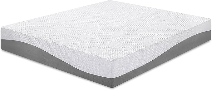 PrimaSleep Twin Mattress, 10 Inch Gel Memory Foam Mattress, Gel Infused for Comfort and Pressure Relief, CertiPUR-US Certified, Bed-in-a-Box, Medium Firm, Grey, Twin Size