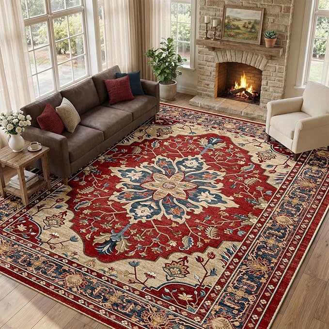 RELEANY Washable Area Rug, Large 9'x12', Water Repellent, Pet Friendly - Image 3
