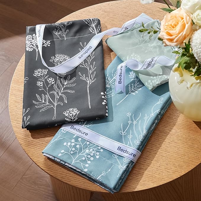Bedsure Full Comforter Set - Dark Grey Bed Set, 3 Pieces Cute Floral Bedding, 1 Soft Reversible Botanical Flowers Comforter and 2 Pillow Shams