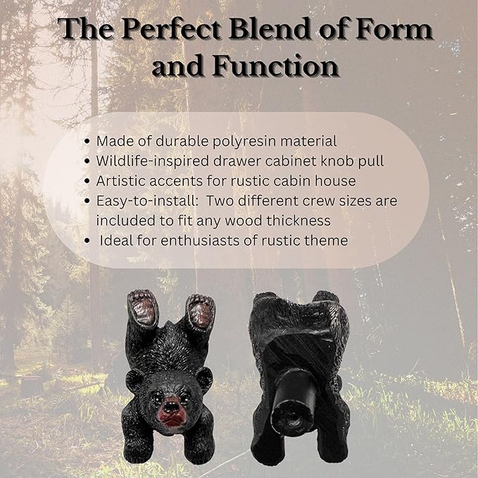 BestGiftEver Black Bear Drawer Pull and Cabinet Knob - Rustic Decor Dresser Hardware, Ideal for Mountain, Cabin, Lodge or Woodland Home Decorations with Wildlife Charm (Handstand Playing Bear)