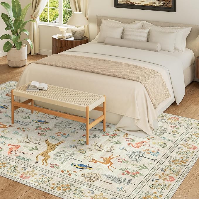 DUKINO 8x10 Area Rugs, Washable Soft Animal Bedroom Rug Non Slip, Low Pile - Image 6