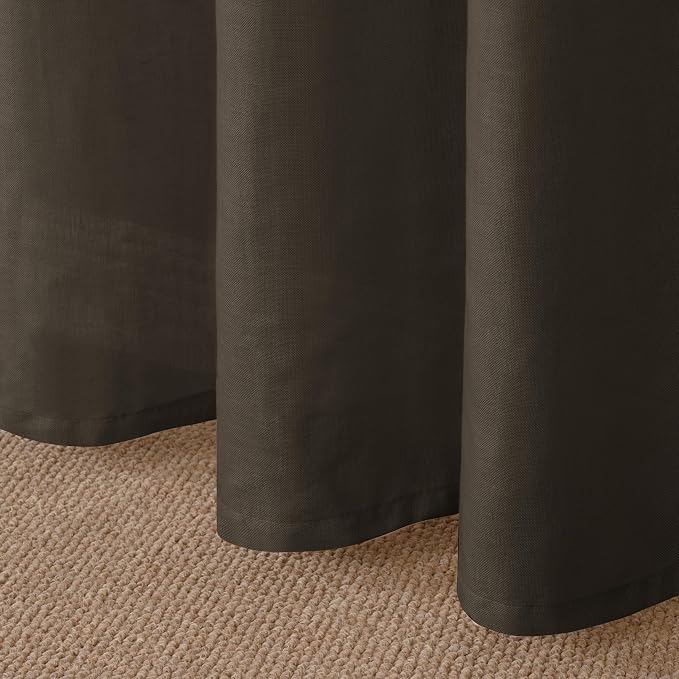 YoungsTex Brown Linen Semi Sheer Curtains 90 Inches Length - Image 9