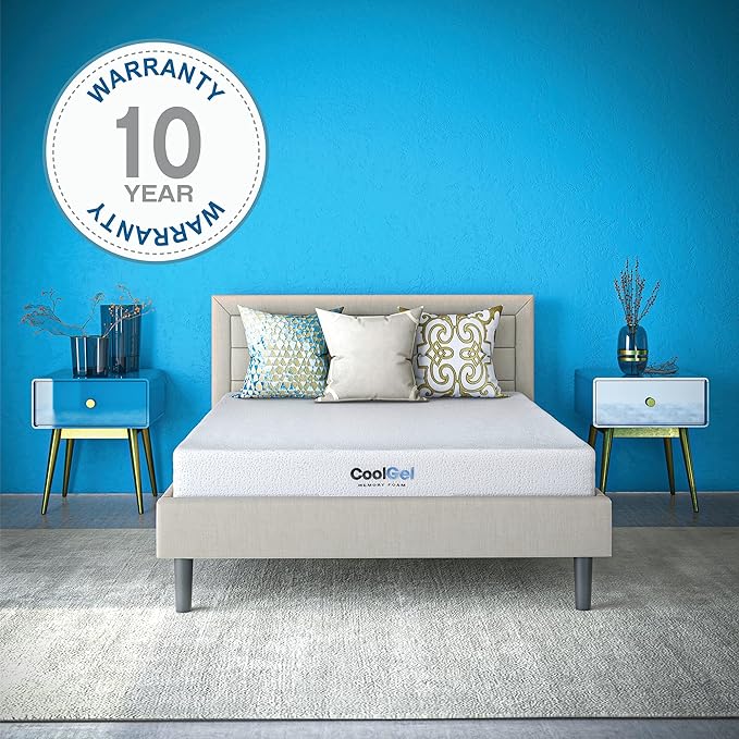 Cool Gel Twin XL Mattress 8 Inch Memory Foam Medium Firm, Gel Memory Foam Mattress Twin XL Cooling, Made in the USA, 8" Depth with Pressure Relief, CertiPUR-US Certified Fiberglass Free, Bed