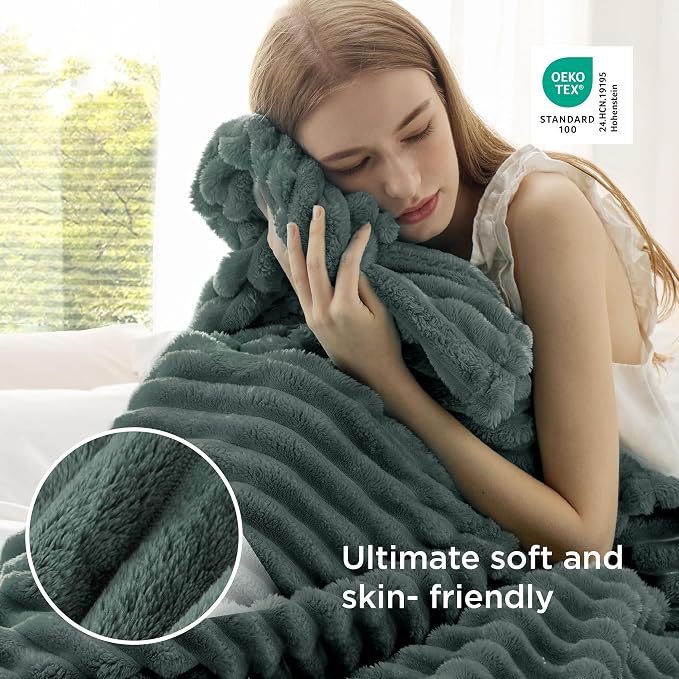 Bedsure Soft Twin Blanket for Bed Decor Gifts Mallard Green 60"x80" | Birthday - Image 4