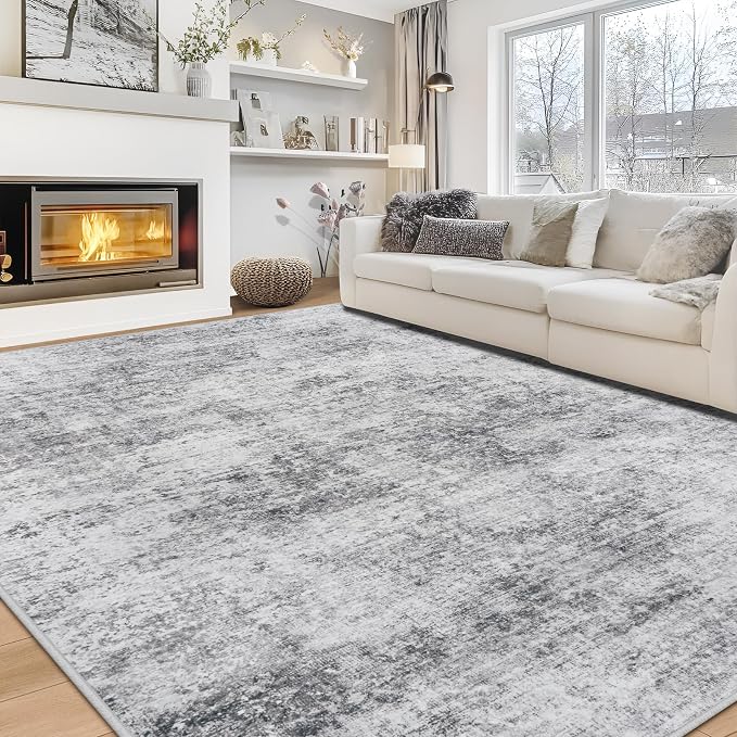 Aelenmu 9x12 Area Rugs for Living Room Bedroom Dining Room Washable Grey | Soft by Aelenmu