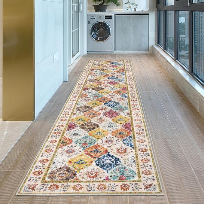 HEBE Hallway Runner Rug 2'x10', Washable Non Slip Kitchen Rug Runner | Soft - Image 6