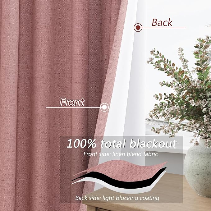100% Blackout Curtains 90 Inch Length 2 Panels Set - Image 4