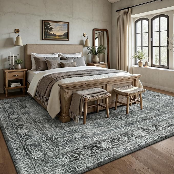 6x9 Area Rugs - Washable Vintage Retro Living Room Rug, Soft Ultra Thin Non - Image 3