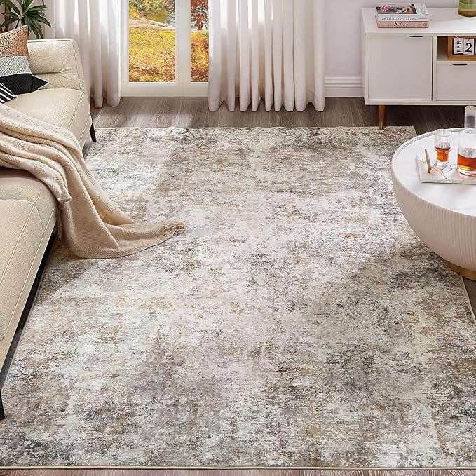 UERMEI 7x10 Area Rug Living Room Rugs Washable Neutral Brown Grey Carpet | by UERMEI
