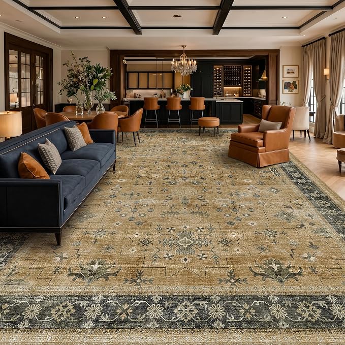 Vintage Taupe Sage 10x12 Rug for Living Room - Image 6