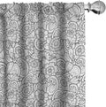 Ambesonne Black and White Window Curtains, Paisley Design with Sketch Style Flowers Leaves on Monochrome Background, Decor 2-Panel Set with Rod Pocket, Pair of - 28" x 84", White and Charcoal