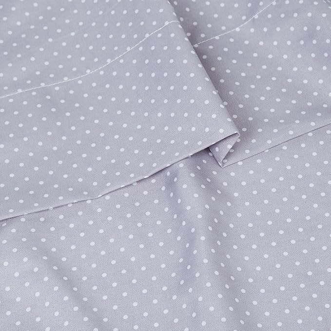 Queen Size Bed Sheets - Breathable Luxury Sheets with Full Elastic & Secure Corner Straps Built In - 1800 Supreme Collection Extra Soft Deep Pocket Bedding Set, Sheet Set, Queen, Dot Gray