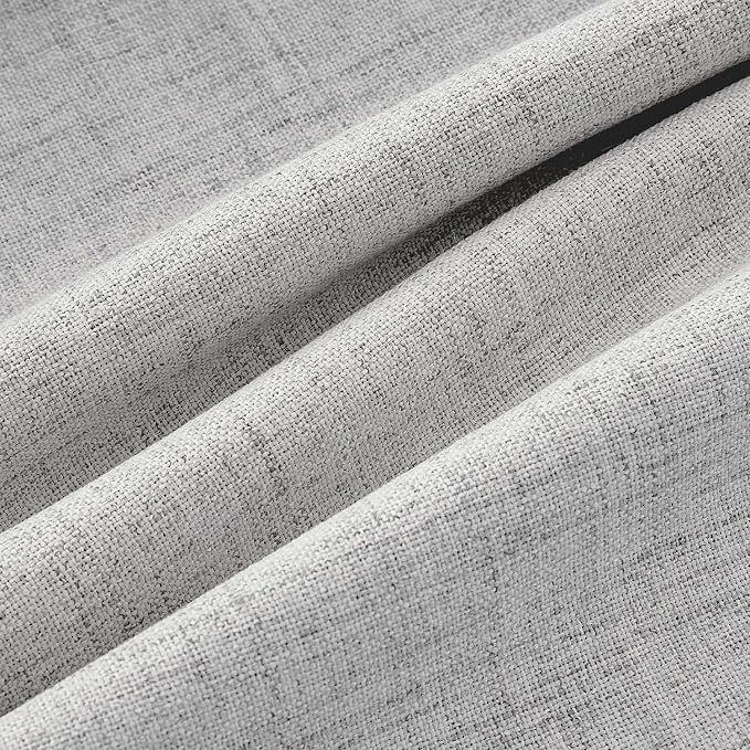 MIULEE 100% Blackout Linen Curtains 42 x 90 Inch Greyish White 2 Panels | - Image 9