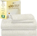 California Design Den Deep Pocket Twin Sheets Set - 400 Thread Count Sateen, Natural 100% Cotton Sheets, Cooling and Durable Bedding Set - Paisley Beige