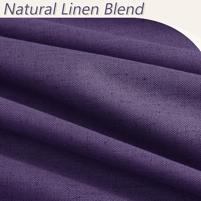 New Purple 100% Blackout Linen Curtains 96 Inch Length 2 Panels Set - Image 3
