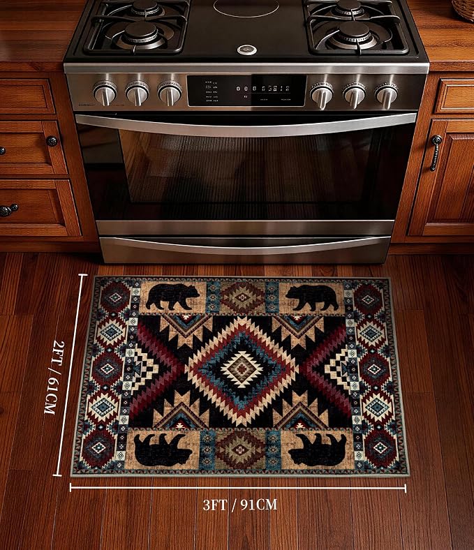 Western Entryway Rug, 2x3 Rustic Washable Rug, Non-Slip Indoor Door Mat - Image 2
