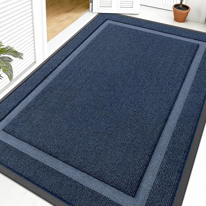 OLANLY Front Door Mat Outside 59x40, All-Season Heavy-Duty Rubber Doormat | Blue by OLANLY