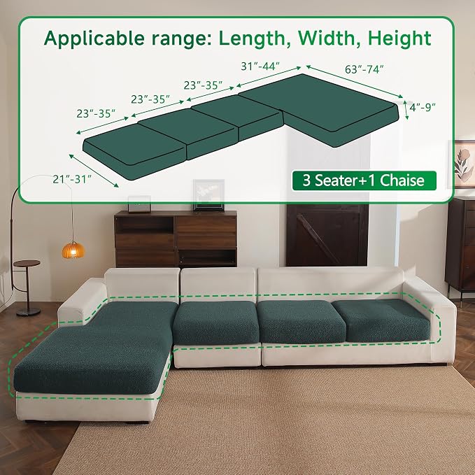 OHSIO Couch Cushion Covers for Sectional Sofa, Stretch Soft Sofa Slipcovers - Image 2