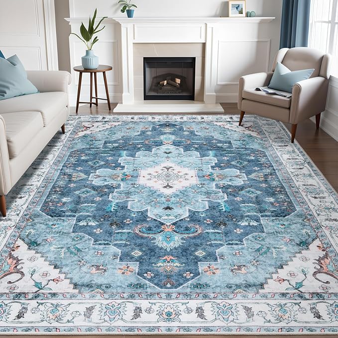 SERISSA 8x10 Washable Non Slip Boho Area Rug by SERISSAHomeDecorCollection