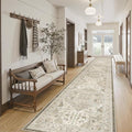 Madane Hallway Runner Rug 2'6''x16' Kitchen Runners Vintage, Ivory/Brown | Long by Madane