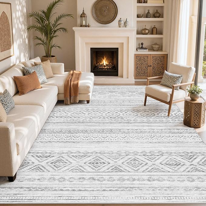 cotiled Boho 8x10 Area Rugs for Living Room: Large Moroccan Washable Rug | - Image 8