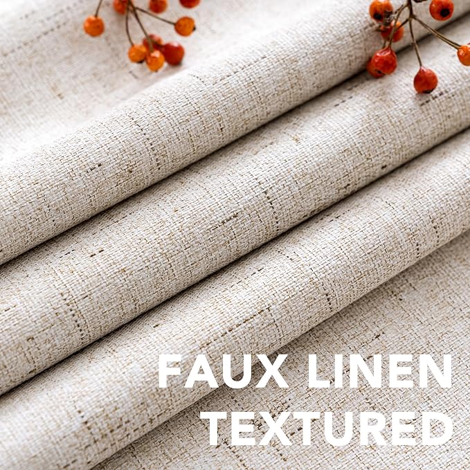H.VERSAILTEX Primitive Linen Curtains 100% Blackout Curtain Drapes Burlap - Image 4